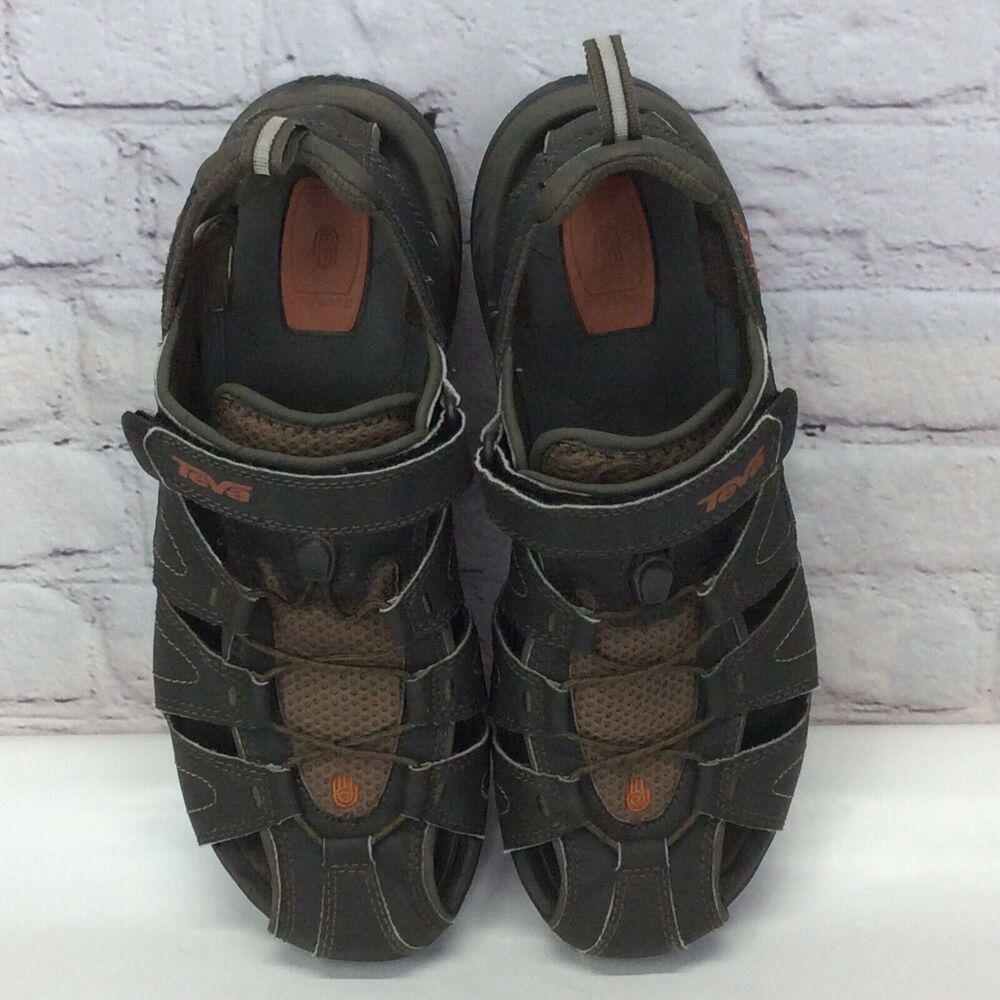 Teva Forebay Fisherman Sandals Men's Size 10 Brown Leather Rugged Outdoor Active - Picture 6 of 12
